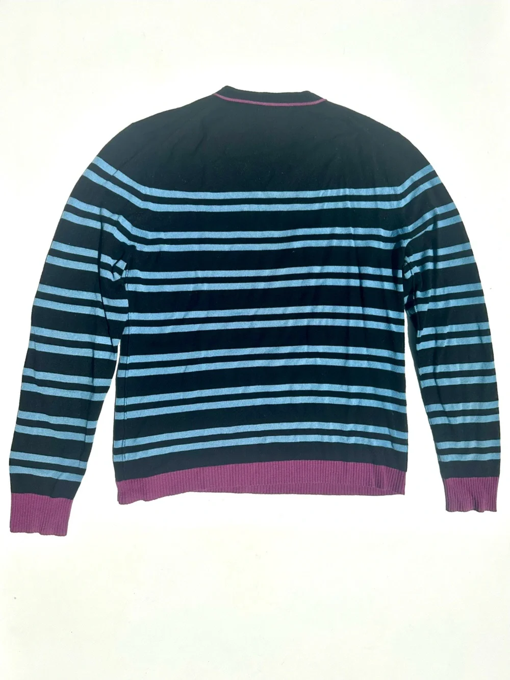 TSE 100% Cashmere Men's V-Neck Striped Sweater in Black, Light Blue, Purple, S